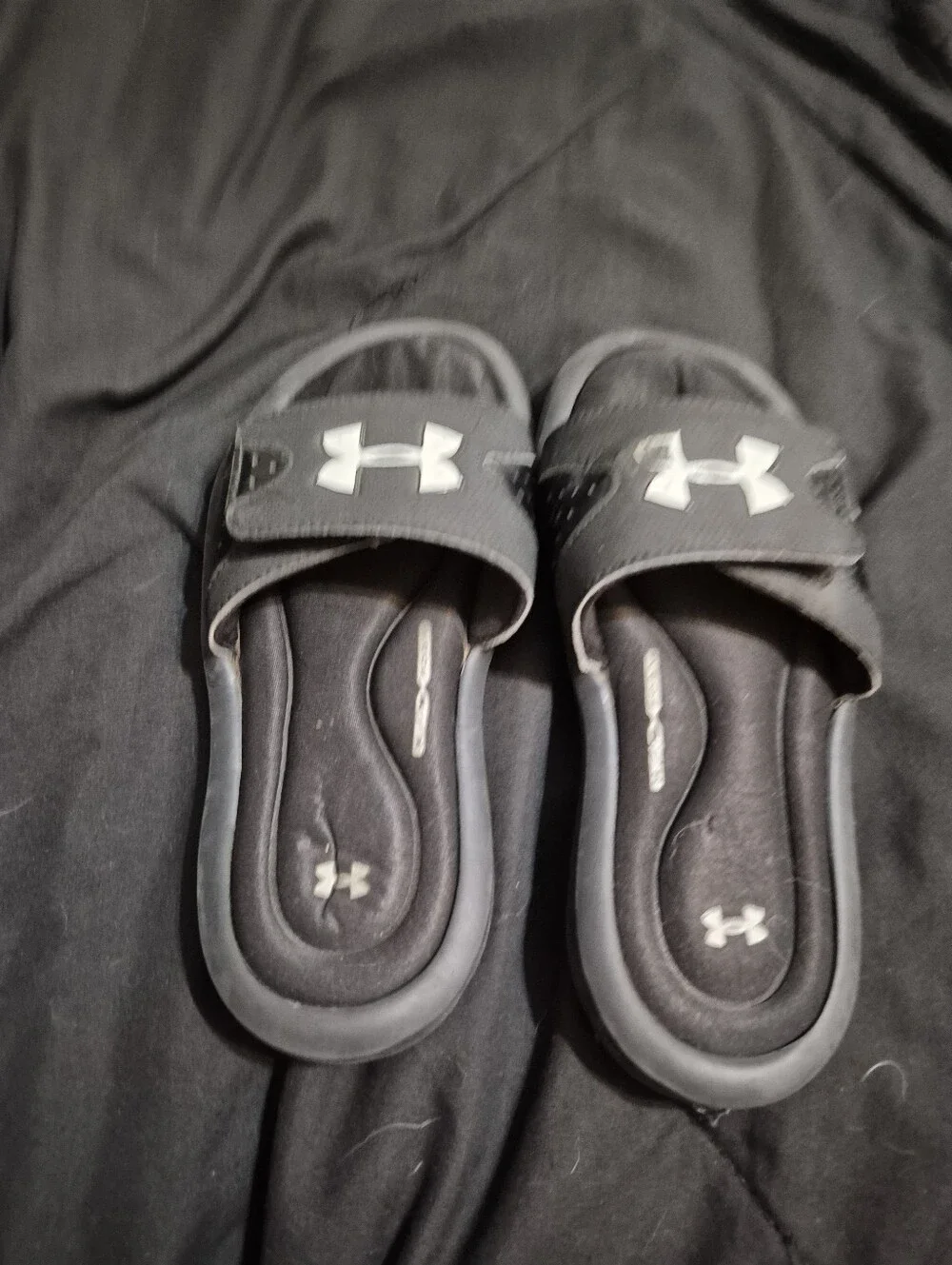 Under Armour Kids Black Slide Sandals with White Logo
